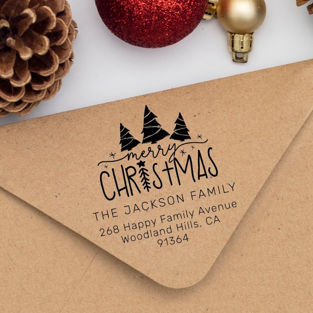Christmas Trees return address Rubber Stamp (Creator Uploaded)
