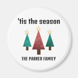 Christmas Trees Round Magnet