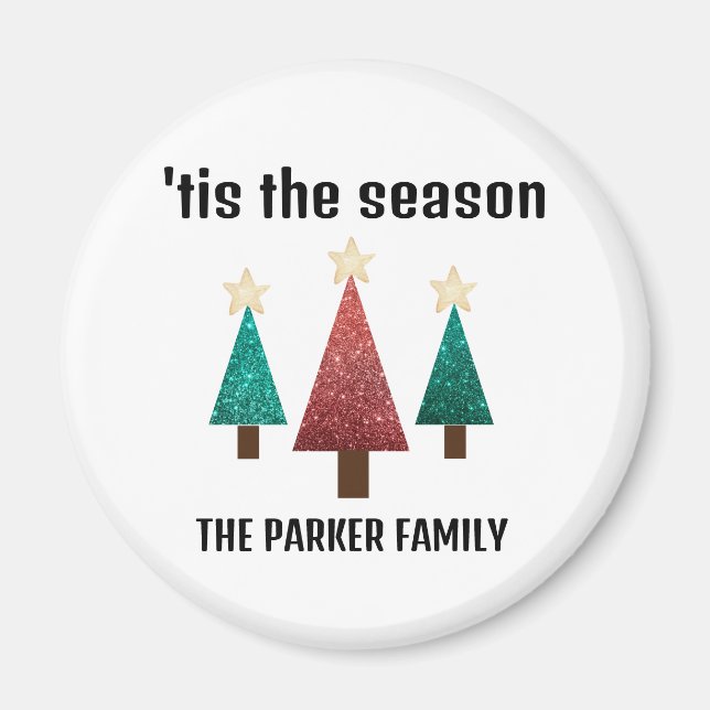  Christmas Trees Round Magnet (Front)