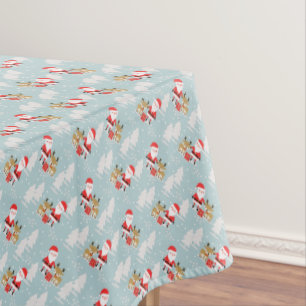Christmas Trees, Santa and Rudolph  Tablecloth