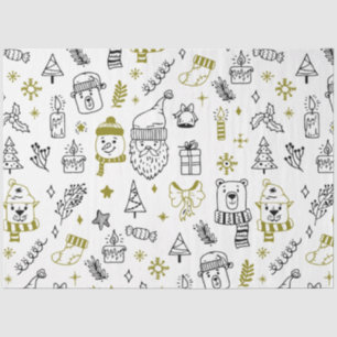 Christmas Trees Santa Bears White Christmas Tissue Paper