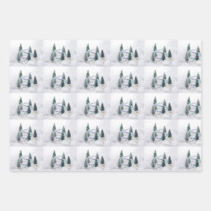 Christmas trees, Santa Claus, candy canes Xmas Wrapping Paper Sheet