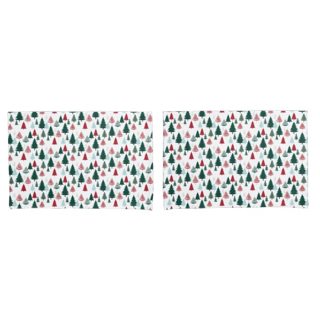 Christmas Trees Scandi Pine Forest Cosy Patterned Pillowcase (Front-Set)