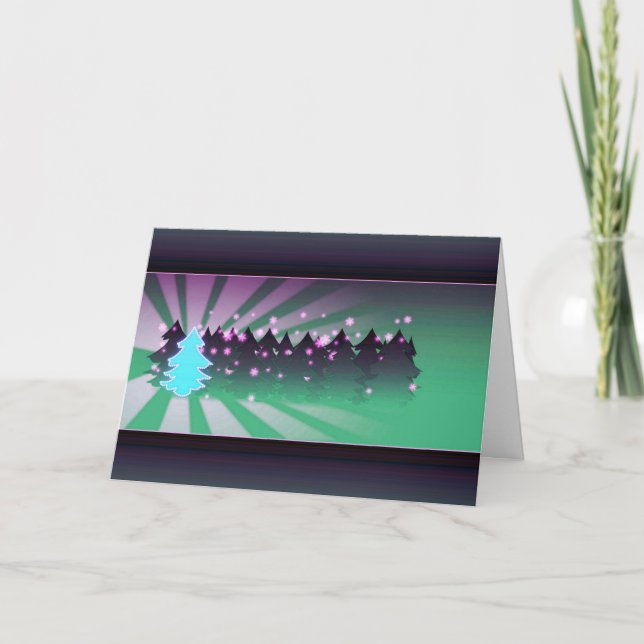 Christmas Trees Shades of Green Holiday Card (Front)