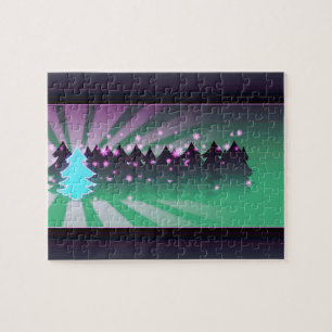 Christmas Trees Shades of Green Jigsaw Puzzle