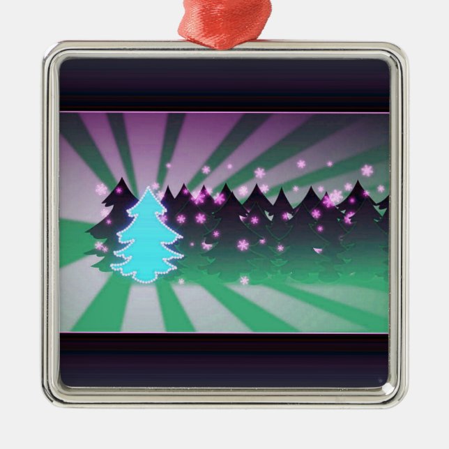 Christmas Trees Shades of Green Metal Tree Decoration (Front)