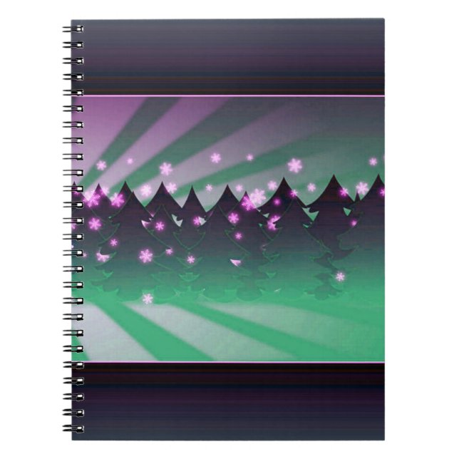 Christmas Trees Shades of Green Notebook (Front)