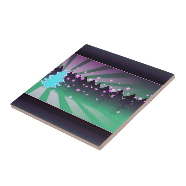 Christmas Trees Shades of Green Tile (Side)