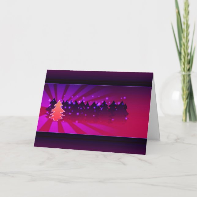Christmas Trees Shades of Purple Holiday Card (Front)