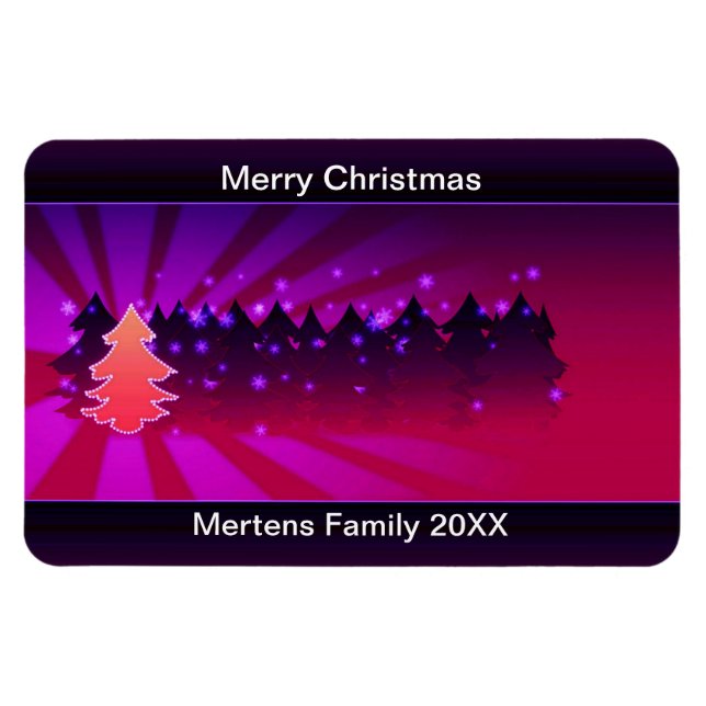 Christmas Trees Shades of Purple Holiday Flexible Magnet (Horizontal)