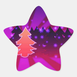 Christmas Trees Shades of Purple Star Sticker