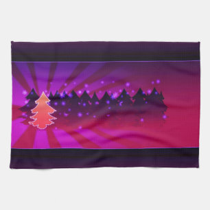 Christmas Trees Shades of Purple Tea Towel
