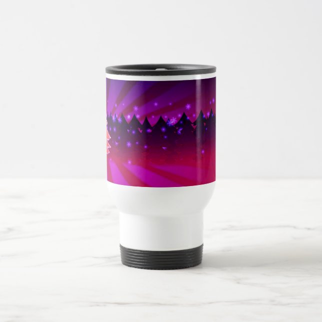 Christmas Trees Shades of Purple Travel Mug (Center)