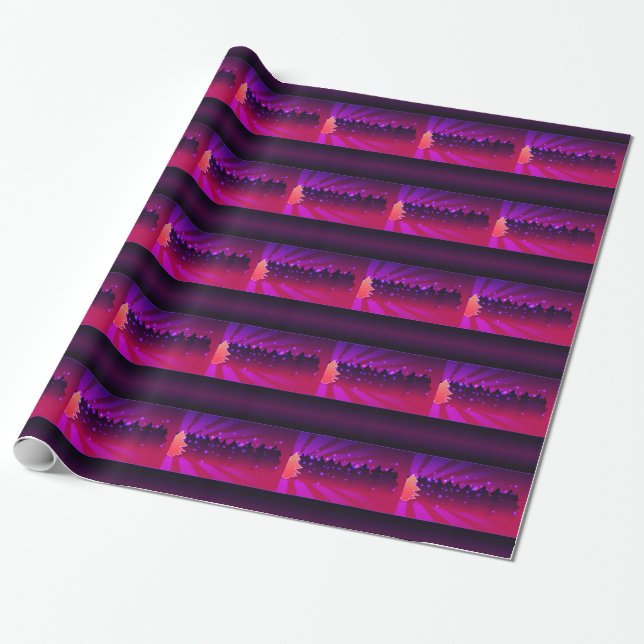 Christmas Trees Shades of Purple Wrapping Paper (Unrolled)