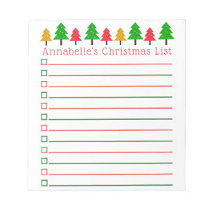 Christmas Trees Shopping List Personalise Notepad