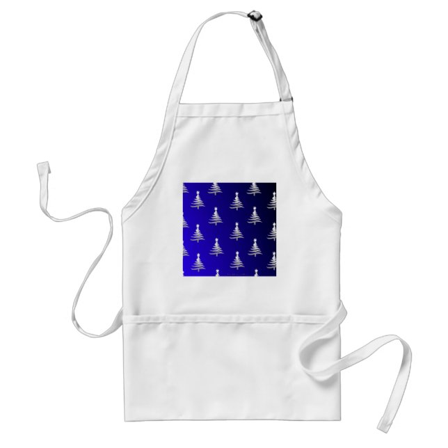 Christmas Trees Silver on Cobalt Blue Standard Apron (Front)
