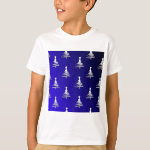 Christmas Trees Silver on Cobalt Blue T-Shirt