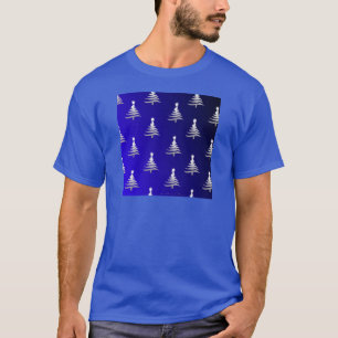 Christmas Trees Silver on Cobalt Blue T-Shirt
