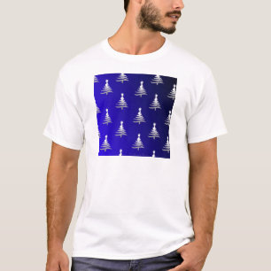Christmas Trees Silver on Cobalt Blue T-Shirt