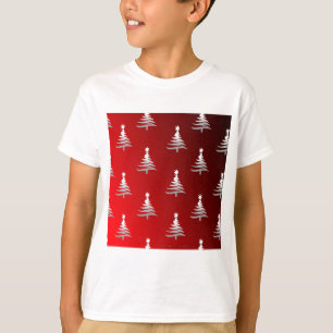 Christmas Trees Silver on Red T-Shirt