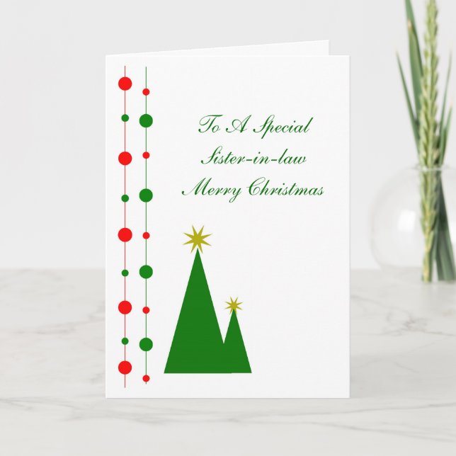 Christmas Trees Sister-in-Law Christmas Holiday Card (Front)