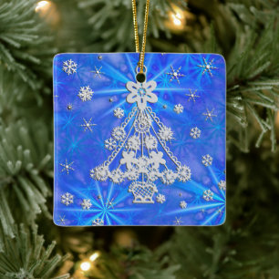 Christmas Trees & Snowflakes Ceramic Tree Decoration