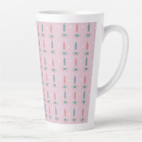 Christmas Trees Snowflakes Pink Green  