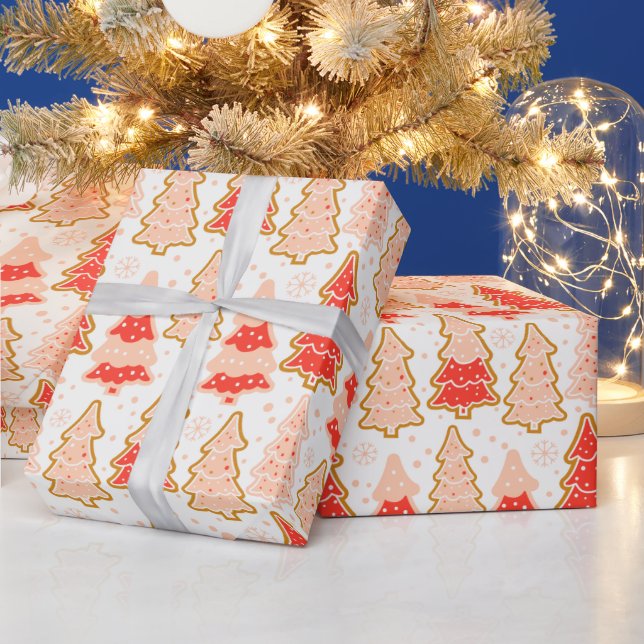 Christmas Trees Snowflakes Polka Dots Christmas Wrapping Paper (Holidays)