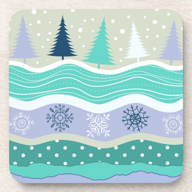 Christmas Trees Snowflakes Scrapbook Coasters (Front)