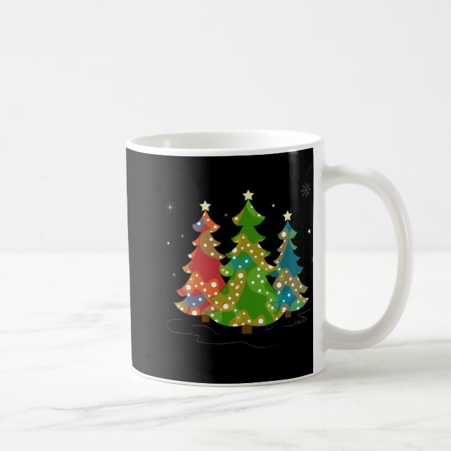 Christmas Trees Snowflakes Whimsical Fun Red T Shi Coffee Mug (Right)