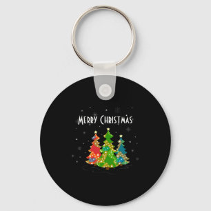Christmas Trees Snowflakes Whimsical Fun Red T Shi Key Ring