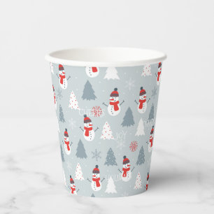 Christmas Trees & Snowman Pattern Paper Cups