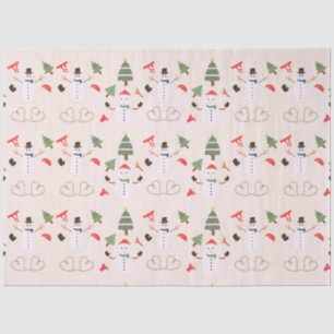 Christmas Trees Snowmen Hearts Peach Christmas Tissue Paper