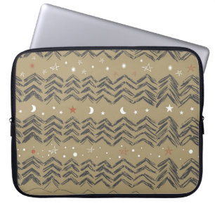Christmas trees, stars and snowflakes in red, grey laptop sleeve