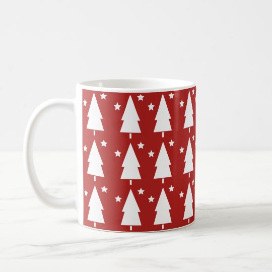 Christmas Trees & Stars | Red Coffee Mug