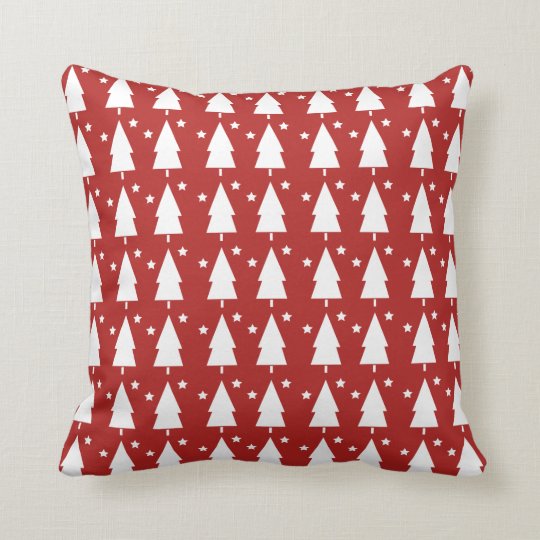 Christmas Trees & Stars Throw Pillow Cushion Gift