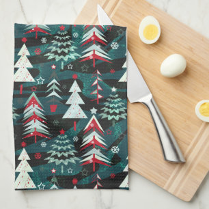 Christmas trees. tea towel