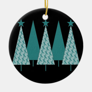 Christmas Trees - Teal Ribbon Ovarian Cancer Ceramic Tree Decoration