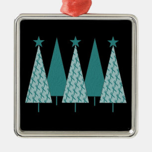 Christmas Trees - Teal Ribbon Ovarian Cancer Metal Tree Decoration