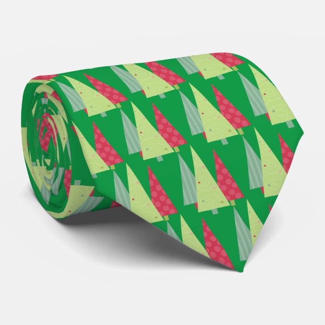 Christmas Trees Tie (Rolled)