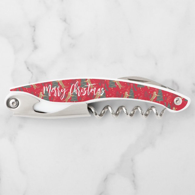Christmas trees & tigers pattern custom background corkscrew (Front)