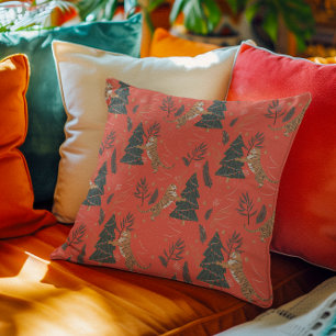 Christmas trees & tigers pattern custom background cushion