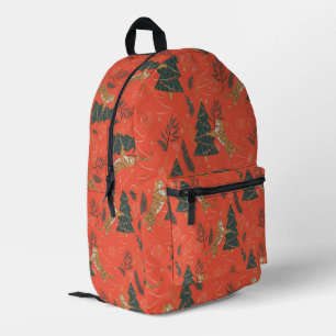 Christmas trees & tigers pattern custom background printed backpack