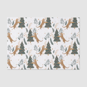 Christmas trees & tigers pattern custom background tissue paper