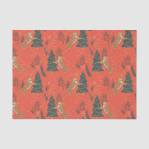 Christmas trees & tigers pattern custom background tissue paper