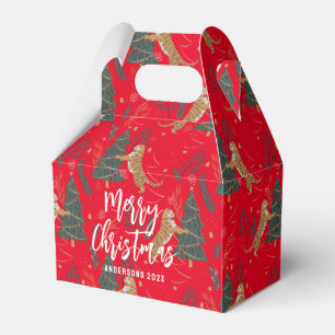 Christmas trees & tigers pattern Red background Favour Box