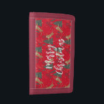 Christmas trees & tigers pattern red background trifold wallet<br><div class="desc">This colourful cartoon-style Christmas tree pattern with a customisable red background.
Christmas,  trees,  Christmas animals,  and other Christmas symbols.</div>