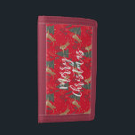 Christmas trees & tigers pattern red background trifold wallet<br><div class="desc">This colourful cartoon-style Christmas tree pattern with a customisable red background.
Christmas,  trees,  Christmas animals,  and other Christmas symbols.</div>