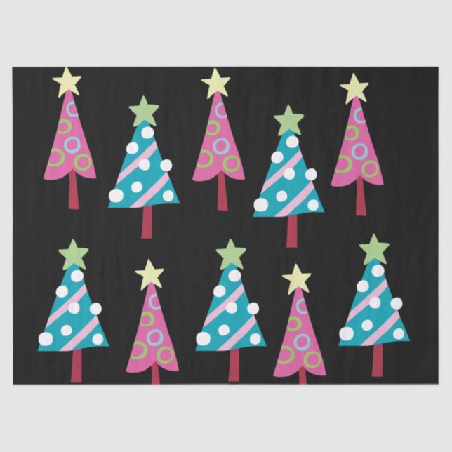 Christmas Trees Tissue Paper Pink & Blue  (Front)