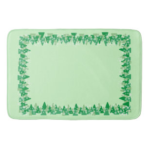 Christmas Trees White Snowflakes Joy to the World Bath Mat